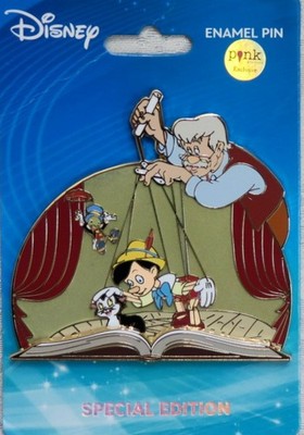 DISNEY PALM PINK A LA MODE PINOCCHIO STORYBOOK LE 300 JUMBO POP PIN