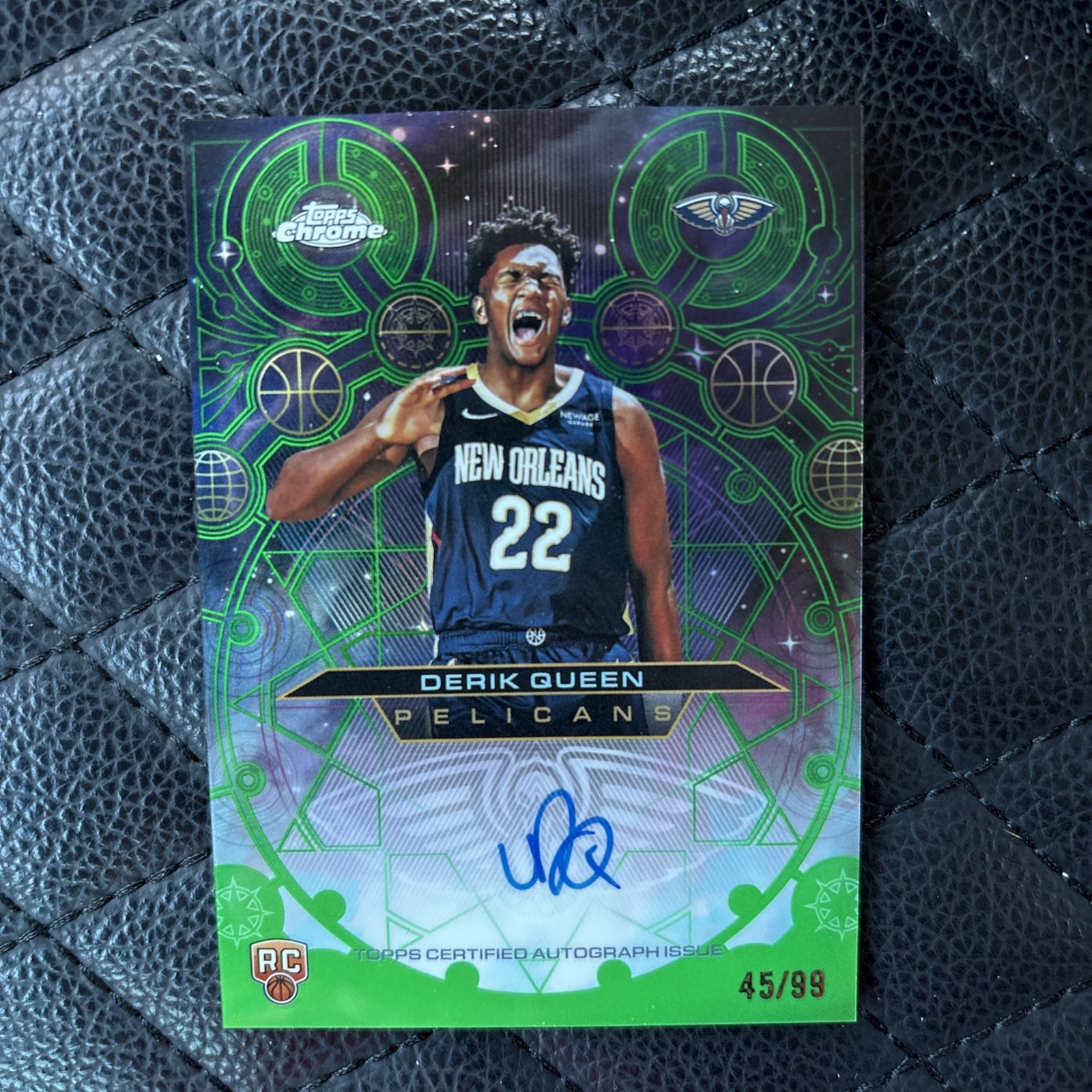 2025-26 Topps Chrome Green Chromographs Auto /99 Derik Queen #CHR-DQ Rookie RC