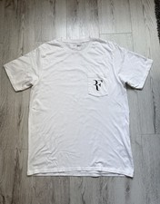 Uniqlo Men's RF Logo Roger Federer Tee White Pocket T-Shirt Size L large