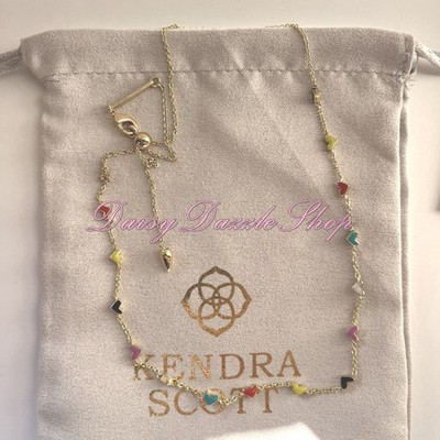  Kendra Scott Haven Heart Gold plated Strand Necklace in Multi Mix New