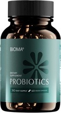 Bioma Probiotics for Digestive Health  3-in-1 Gut Health Formula  60 Capsules