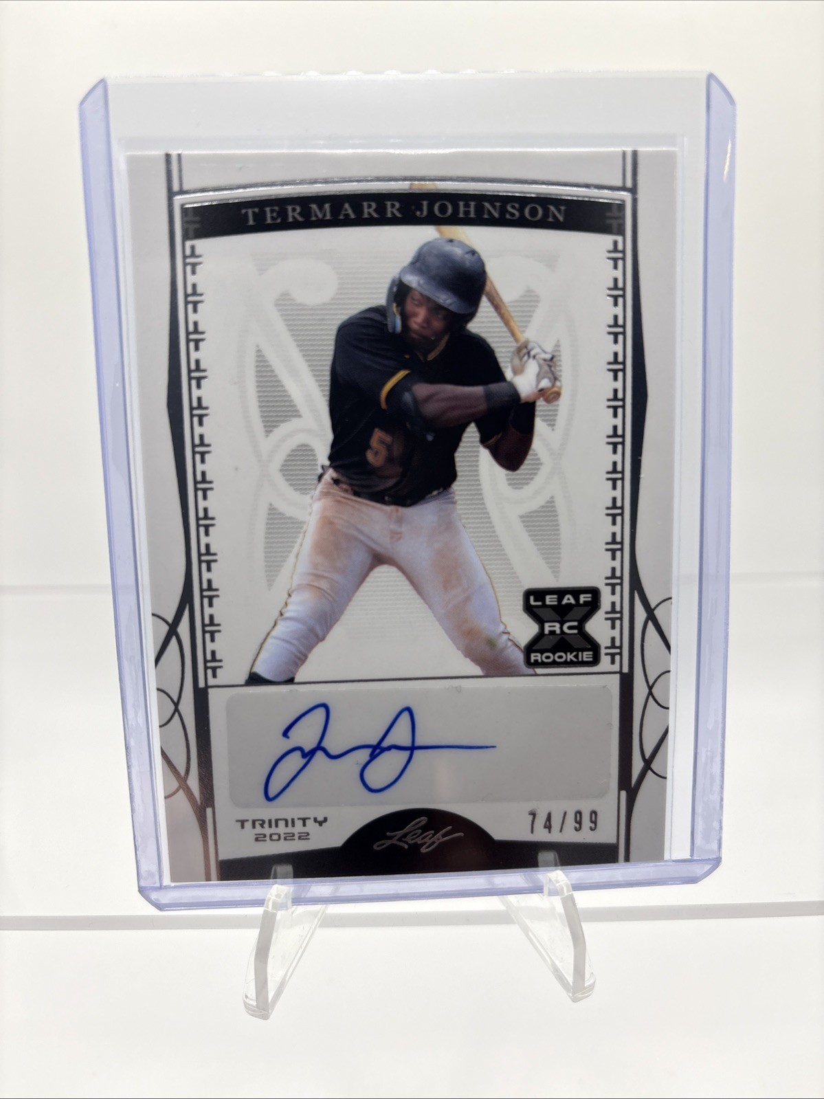 74/99 Termarr Johnson - 2022 Leaf Trinity Baseball RC Auto Silver BA-TJ1 Pirates