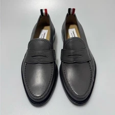 Thom Browne Pleated Varsity Loafers Leather Grey Men’s Size 8