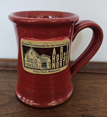 2016 Deneen Pottery mug St. Paul, MN Art House North Red hand thrown 12oz coffee