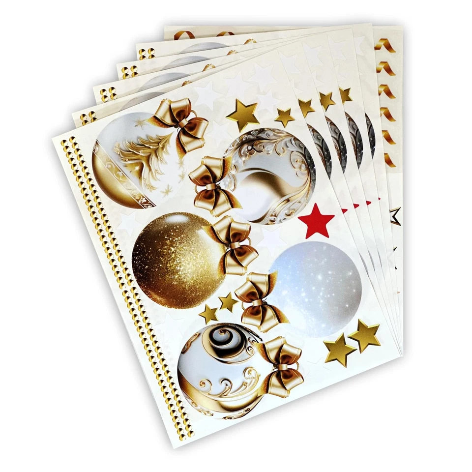 Christmas Bauble Stars Window Decals Stickers for Glass, Large Xmas Designs H... - Image 3 of 4