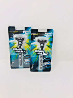2x Gillette Mach3 Razor Blade Handle Include Refill Cartridge Gel Strip Glides
