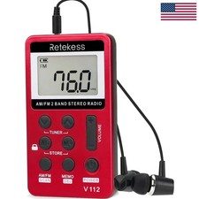 Lightweight V112 AM FM Pocket Radio with Long Battery Life - Ideal for Training