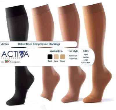 Activa Class 2 B/Knee Compression Support Stockings Open or Closed Toe 18-24mmHg
