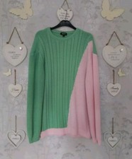 Boohoo Man Small Mint Green / Pink Jumper Cute Celebrity Style 