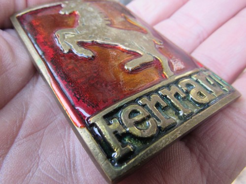 Vtg FERRARI MOTORS Belt Buckle CAR Badge Scuderia Formula One Brass RARE VG+ - Picture 2 of 4