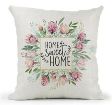 Cream Cushion, Burgundy Floral Frame.. Home Sweet Home.. New Home Gift/Family