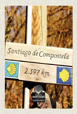 Blechschild 18x12 Spanien Santiago de Compostela Wand Deko Bar Kneipe Sammler Ge