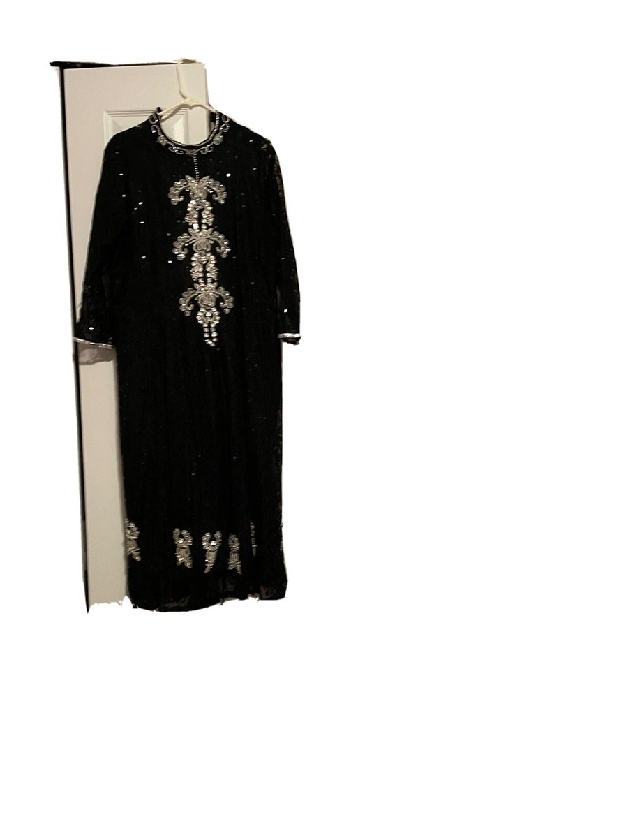 desi formal dresses La Femme Open-Back Beaded High-Neck Formal Dress