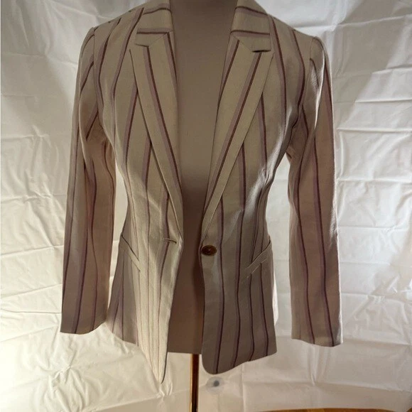 Blazer para mujer Anthropologie a rayas crema y púrpura nuevo con etiquetas Foto 2 de 4