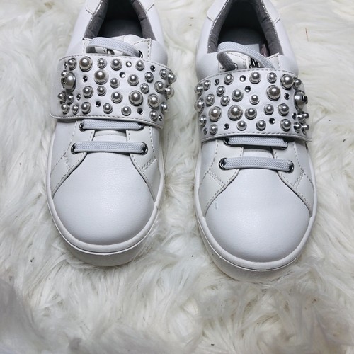Michael Kors Girls Ivy Chic White Pearl Studs Sneakers Sz 13 Youth - Picture 5 of 5