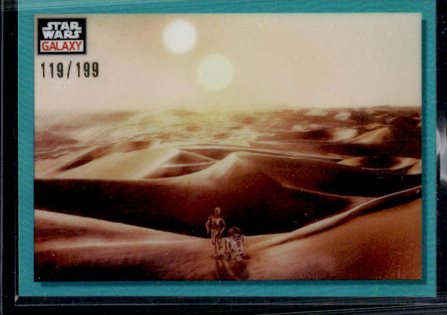 2023 Topps Chrome Star Wars Galaxy Tatooine Sunset SN199 Aqua Refractor #/199