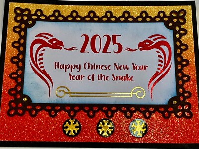 Chinese New Year 2025 RED Snakes within fancy frame