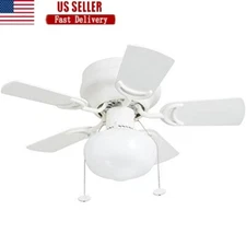 Low Profile 28 Inch Ceiling Fan Light Dimmable LED Reversible Blades Quiet Motor