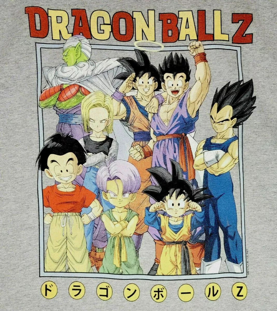 Dragon Ball Z Japanese Anime Characters T-shirt Toei Animation DBZ Gray  Size XL