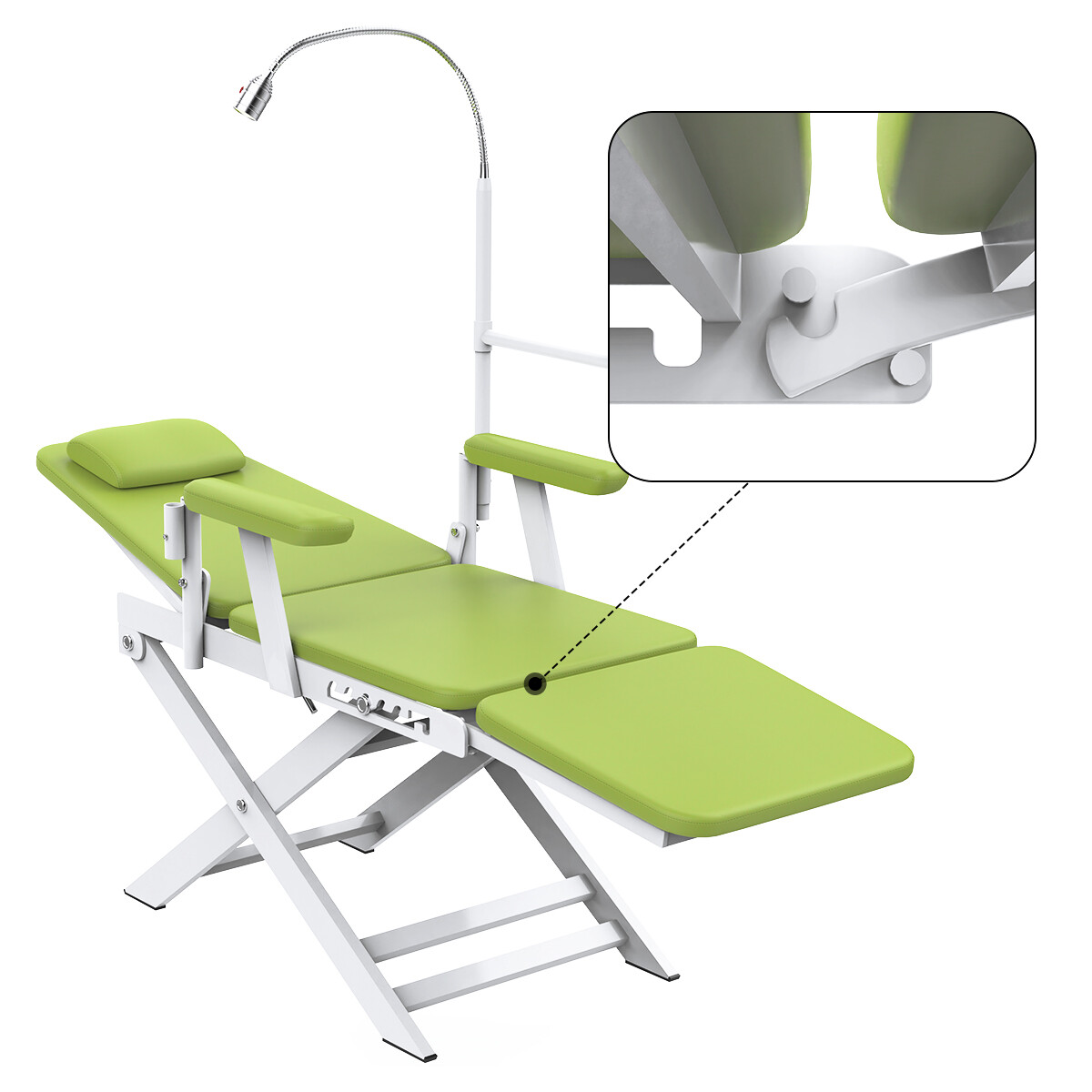 Silla dental portátil silla plegable móvil bandeja de luz led simple y asequible