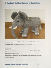NEW- Elephant Knitting Pattern by Susan Edge Endangered Animal Pattern