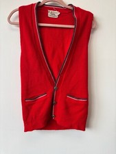 Vintage 60s Pure Orlon Campus Luxury Line Red Sweater Vest Size XS