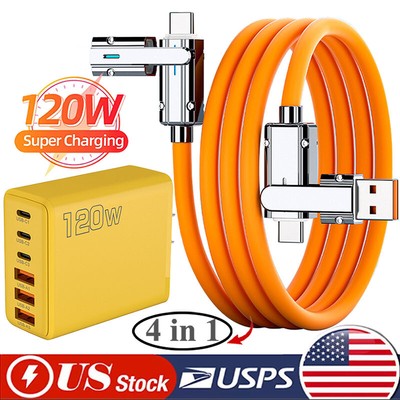 120W Fast Type C Wall Charger , 4-In-1 120W Super Fast Cable For Cell Phone iPad