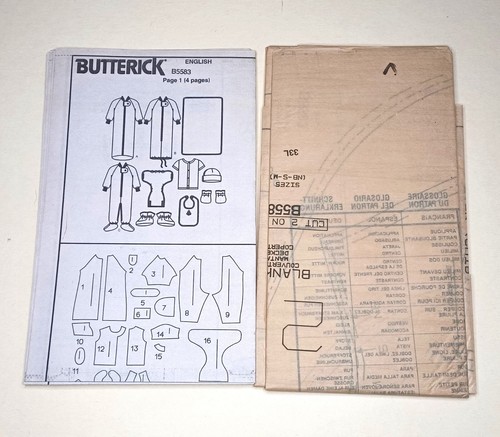 UNCUT Butterick 5583 Baby Wardrobe Layette Hat Booties Bib Jacket Romper L XL - Picture 2 of 4