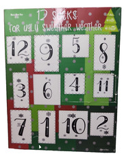 Advent Calendar 12 days Ugly Christmas Sweather Weather Socks Size 6-12 T569