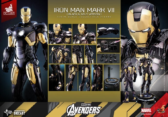 Hot Toys 1/6 HT MMS741-D61 Mark 7 Iron Man MK7 Black Gold