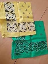 Vintage NEW Old Stock Bandana Washfast Color RN 14193 Rare Green  Yellow