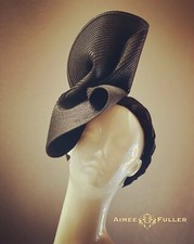 Aimee Fuller Kentucky Derby Royal Ascot Cocktail Gala Black Swirl Fascinator Hat