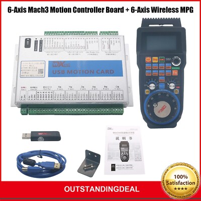 MK6-V 6-Axis Mach3 Motion Controller USB 2MHz CNC Breakout Board+Wireless MPG /