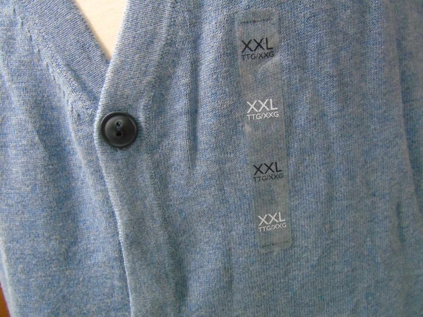 Tommy Hilfiger Men’s Essential Contrast Cardigan Button Front Blue Cotton Sz XXL image 4