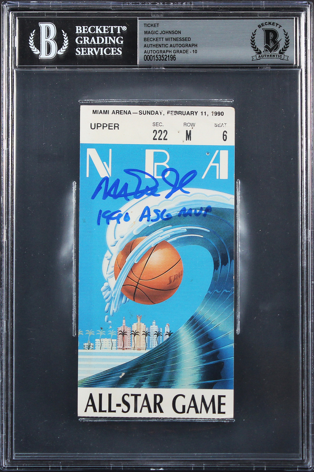Magic Johnson Autographed Signed "1990 Asg MVP" 1990 All Star Game Ticket Auto 10 Beckett Slab 1 