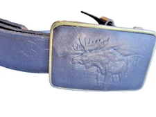 Handmade ~Canadian Wildlife~Embossed Leather ~Moose ~ Brown ~ Belt &Buckle Sz 42