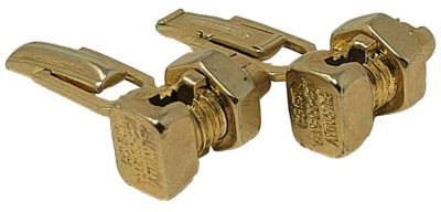 Burndy N4-10STR KS90 Split Bolt Connector Gold Tone Cuff Links New England 1960s