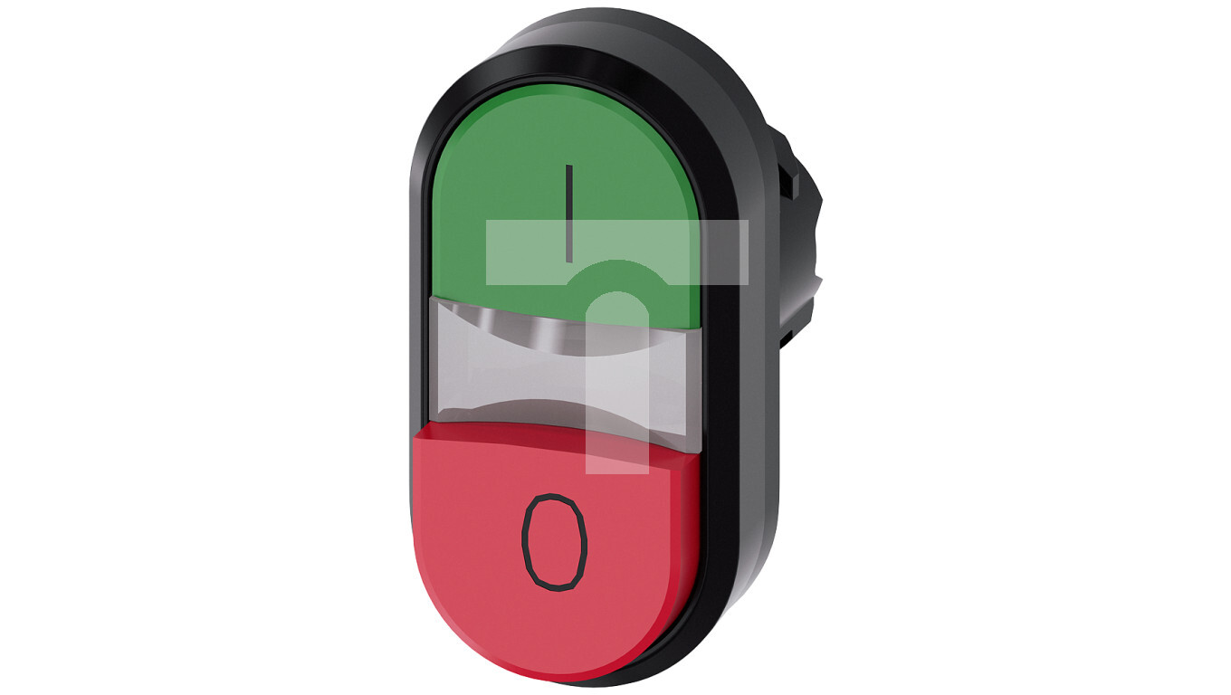 Illuminated double button 22mm round plastic green and red o Flat/height  /T2UK