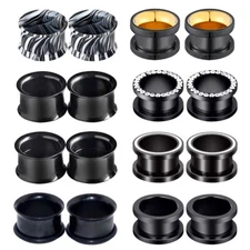 Pair Black Stainless Steel Ear Gauge Plug Screw Flesh Tunnels Stretcher Earrings