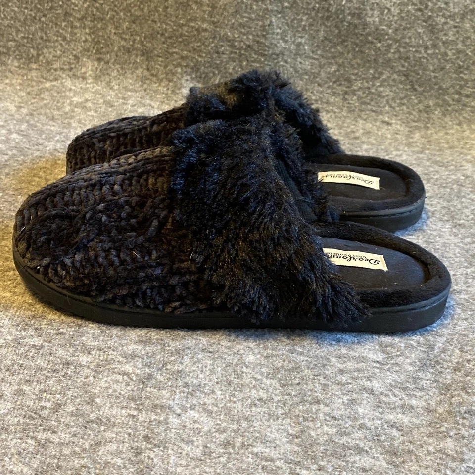 DearFoams Black Faux Fur Slippers Women’s Size 7/8 - Image 3 of 4