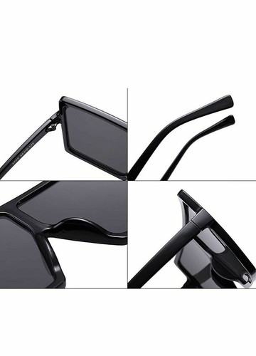 oversized chic flat sunglasses unisex blak brown ombre - Picture 16 of 22