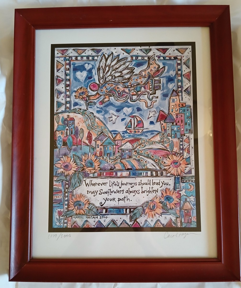 Carol Hagan Sunflower Angel Litho Art & Sunflowers 13 x 16 frames