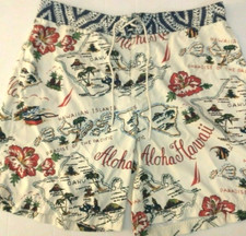 Nautica Hawaii Island Shorts All Over Aloha Swim Trunks Men's Size Medium