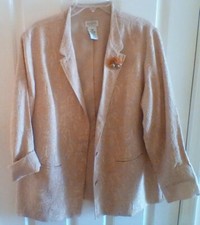 Classic Elements Woman's Size 16w Lined Jacket, Blazer - Golden Yellow Brocade