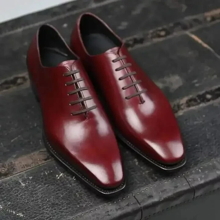 burgundy wine dress shoes Mens Real Full Leather Black Welted Derby Shoes Smart Casual Burgundy Wine  Classic Vintage: Buy Online