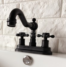 Black Oil Brass 4" Centerset Bathroom Two Holes Basin Faucet Sink Tap shg073