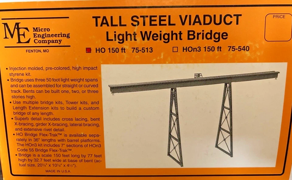 150 ft TALL STEEL VIADUCT BRIDGE - LIGHTWEIGHT HO Scale -PLASTIC KIT 75513 - NEW - Image 3 of 4