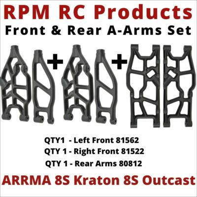 Jeu De Bras De Suspension RPM Noir - Pour Arrma Outcast/Kraton/Talion 1/8 (Avant & Arrière)