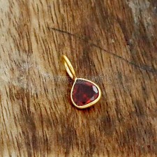 Natural Red Garnet Heart cut Solid 18K Gold Christmas Gift Women Charms Pendant