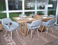 6Er-Set Esszimmerstuhl Stuhl HWC-A50 Ii, Retro 50Er, Textil, Vintage Betongrau